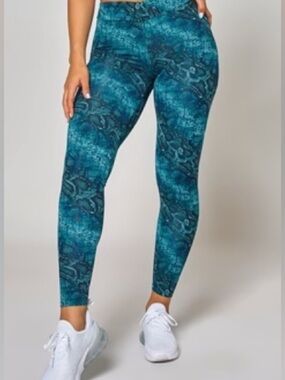 LICI Teal Snake-Print Stretch Leggings